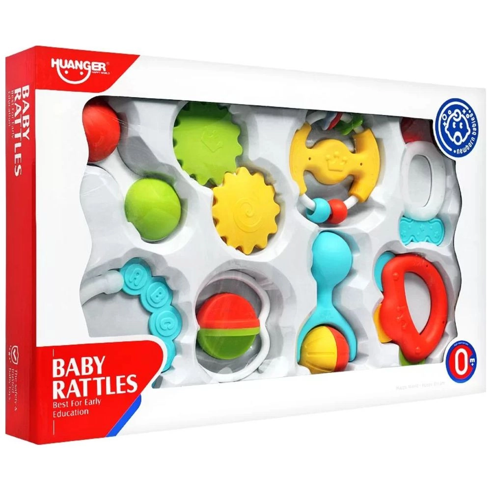 Baby Rattles And Teether Toy Set - Suitable for 0 month & above BPA-free, non-toxic, and baby-safe materials 8Pcs
