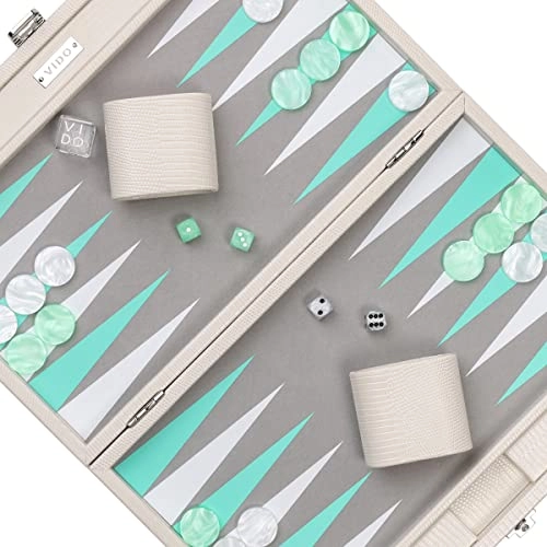 Backgammon Set - Medium Pink Crocodile Vegan Leather