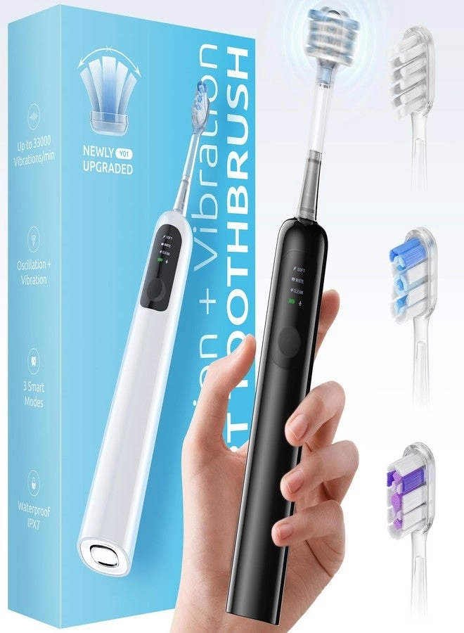 SYNHOPE Oscillating Sonic Electric Toothbrush - 60° 3 Brush Heads IPX7