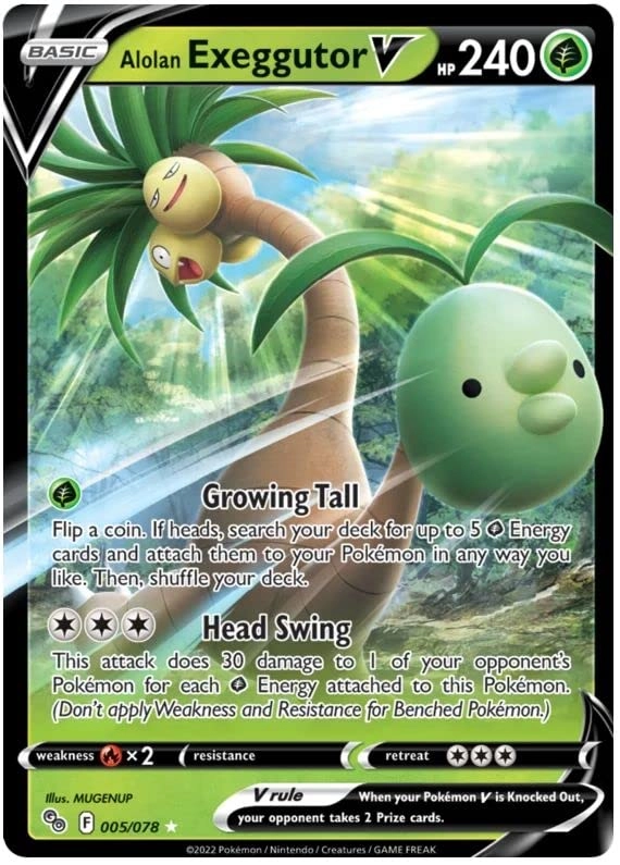 Pokémon Alolan Exeggutor V 005/078 - English 1pcs + Toploader