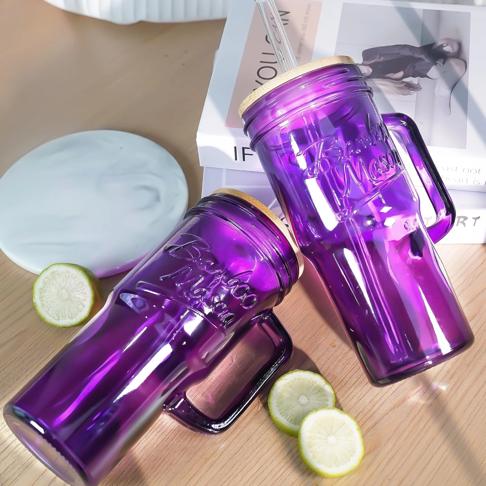 Glass Tumbler - 2 pcs - Handle