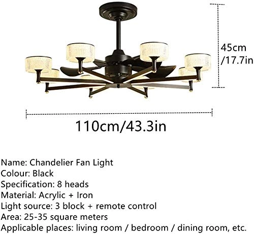 Crystal ceiling fan light - Tricolor