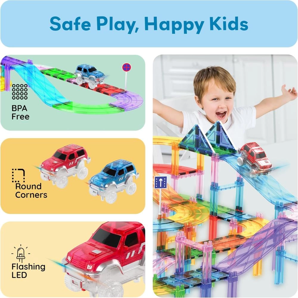 Magnetic LED Flashing Race Car - 2 pcs