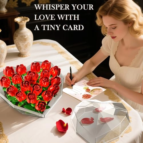 Forever Heart Shape Box Roses - with Light Red Kits