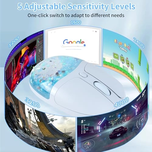 Aqua Mouse with Liquid Quicksand Sequins - Bluetooth USB