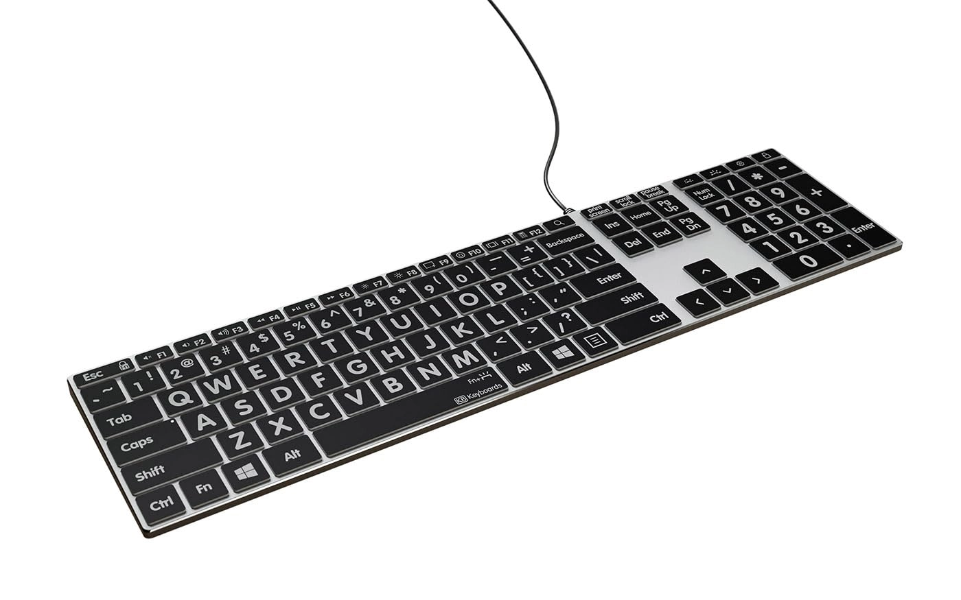 Large Print Backlit Pro Aluminum Keyboard - US Wired