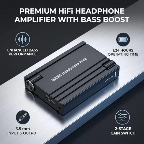 Headphone Amplifier - 2 Stage Gain Bass Boost 3.5mm