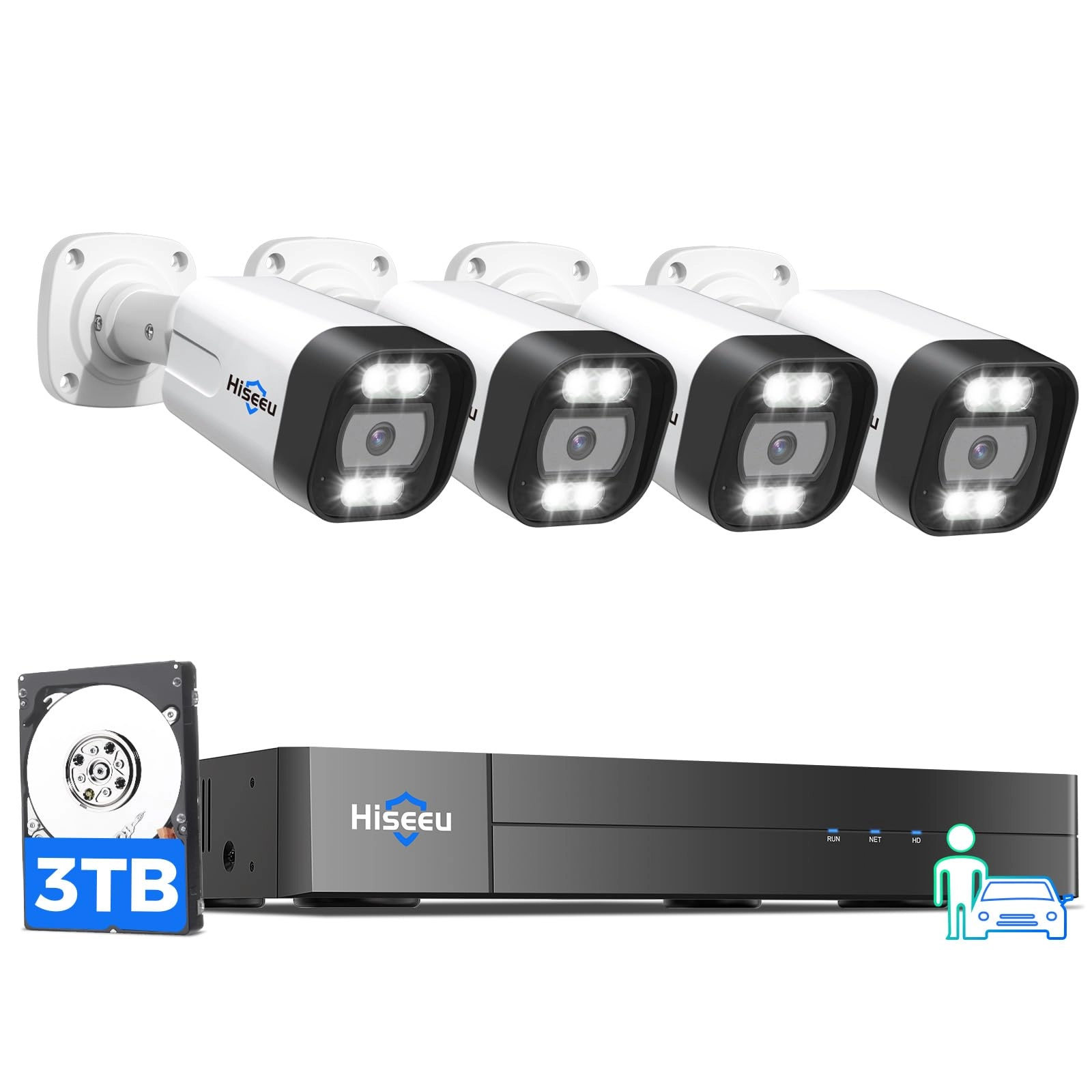 Hiseeu 4K PoE Security Camera System - 4 cameras 8 channels 5MP