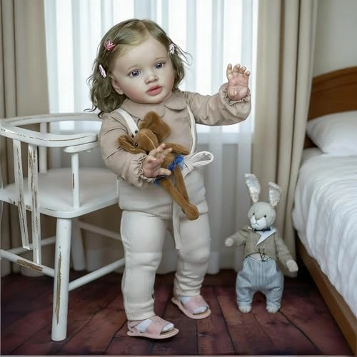 Pippa Reborn Baby Doll - 26 inch Cotton Vinyl Hand-rooted Curly Hair Ages 3+