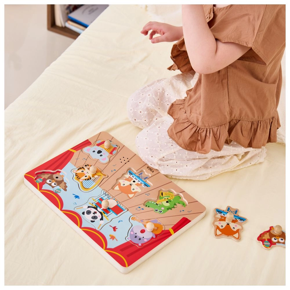 Viga Wild Animals Music Concert Knob Puzzle - 18 months+