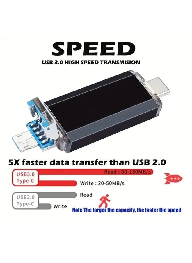 3 In 1 OTG Flash Drive - USB 3.0 Type-C Micro USB 32GB