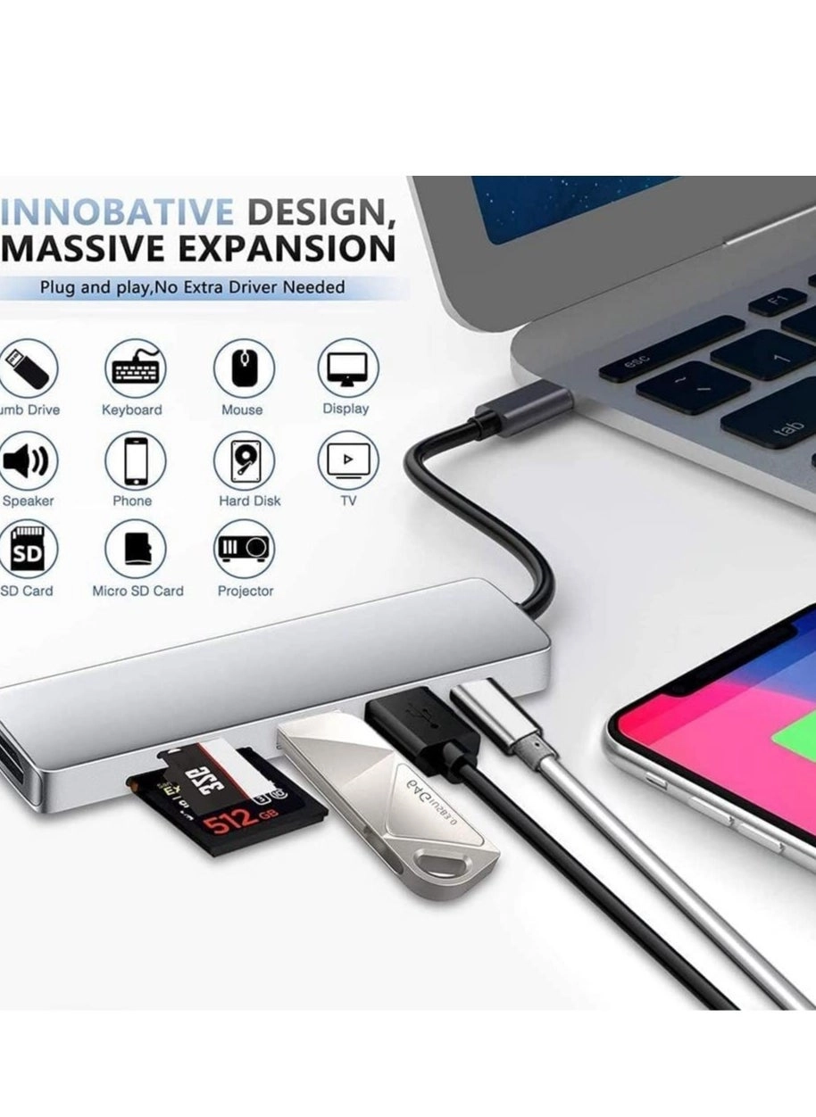 USB C Hub - 4K HDMI 100W PD SD/TF Card Reader