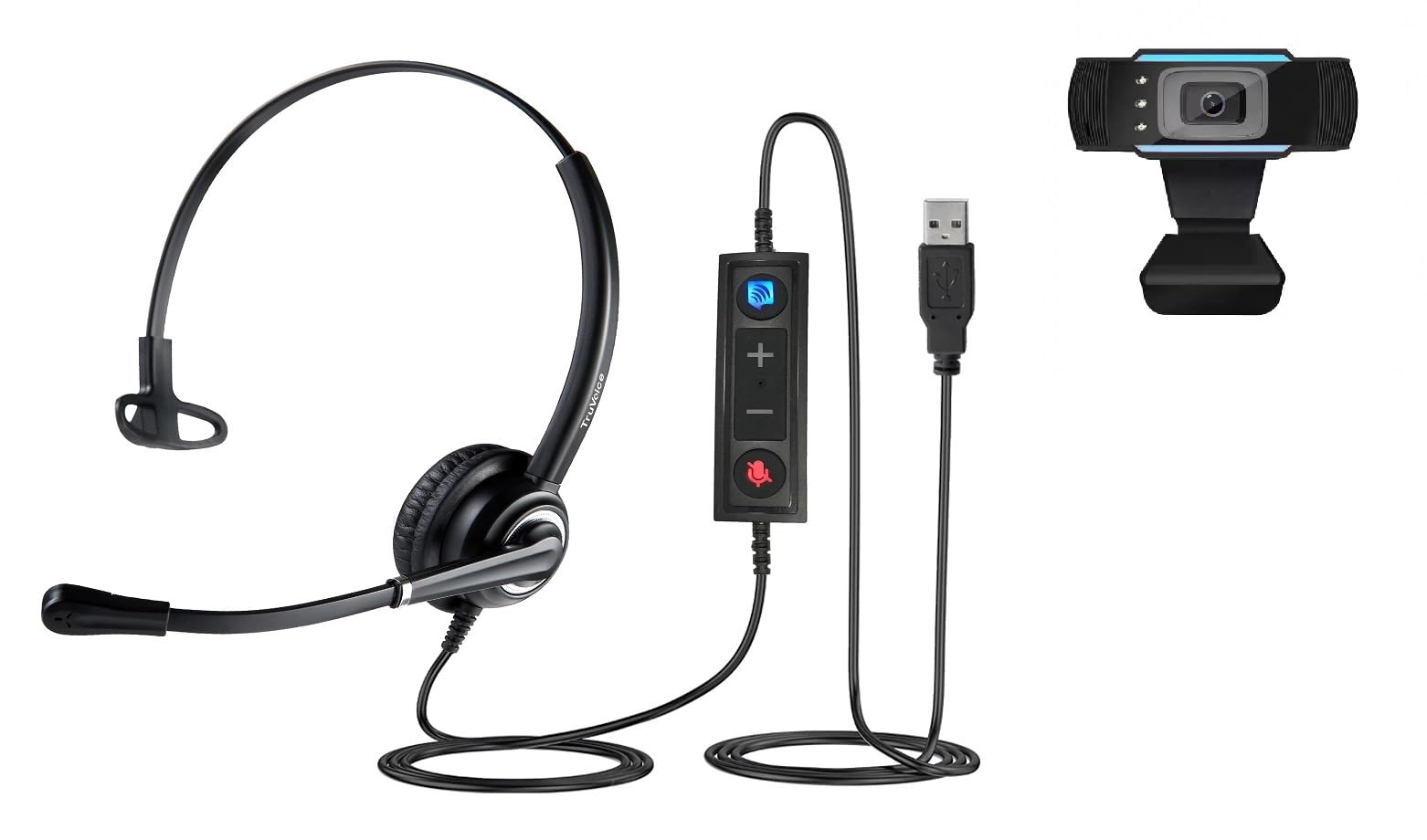 TruVoice VoicePro 10 - Single Ear USB + W830 - 1080P