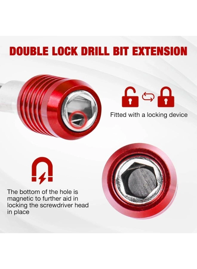 Drill Bit Extension - 1/4" Hex Magnetic CR-V Steel 4-Piece
