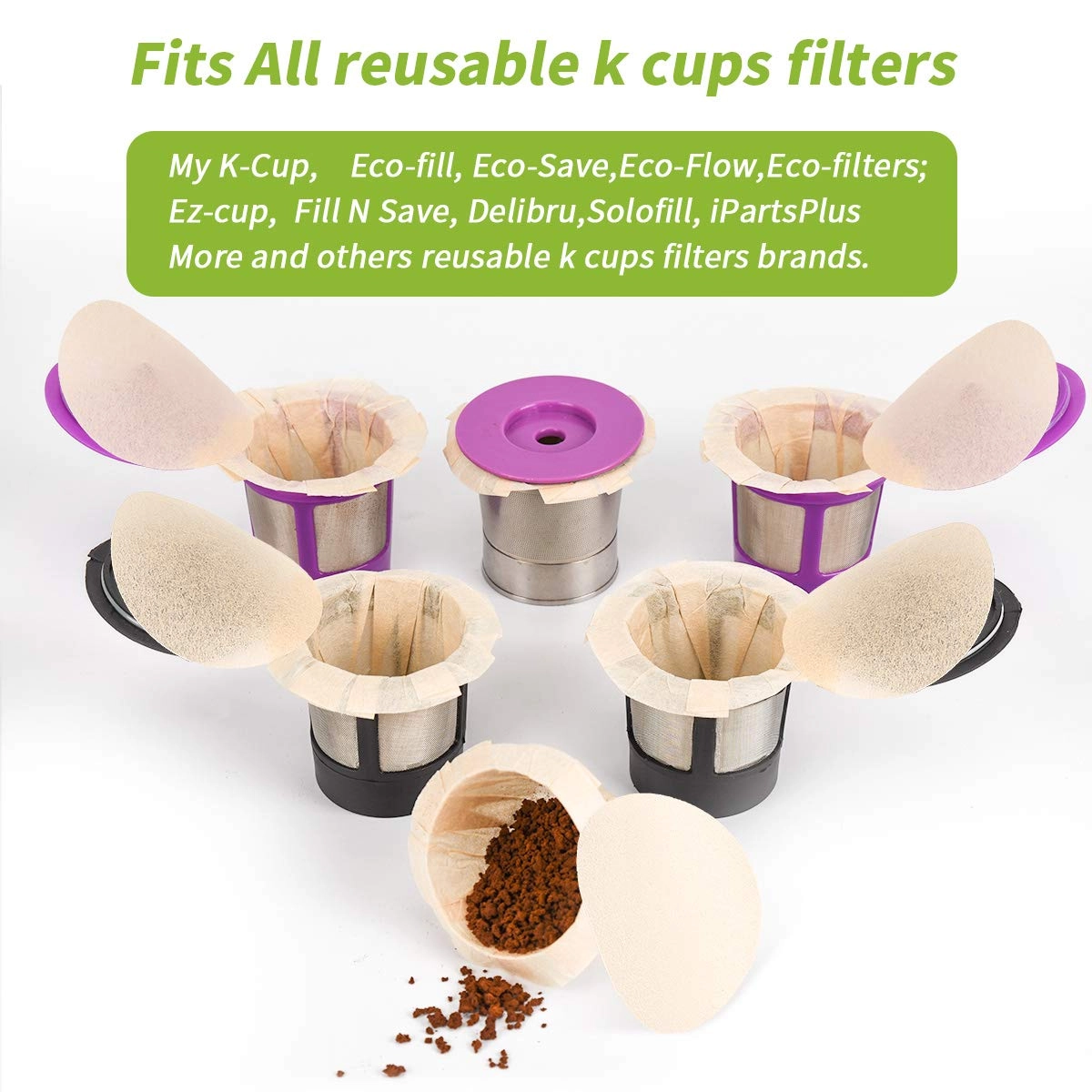K Cup Disposable Paper Filters - Unbleached With Lid