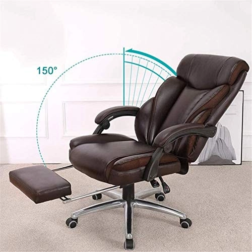 Desk Chair - PU Leather Brown High Back