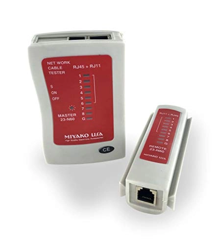 Network Cable Tester - RJ-11 RJ-12 RJ-45 Straight Crossover