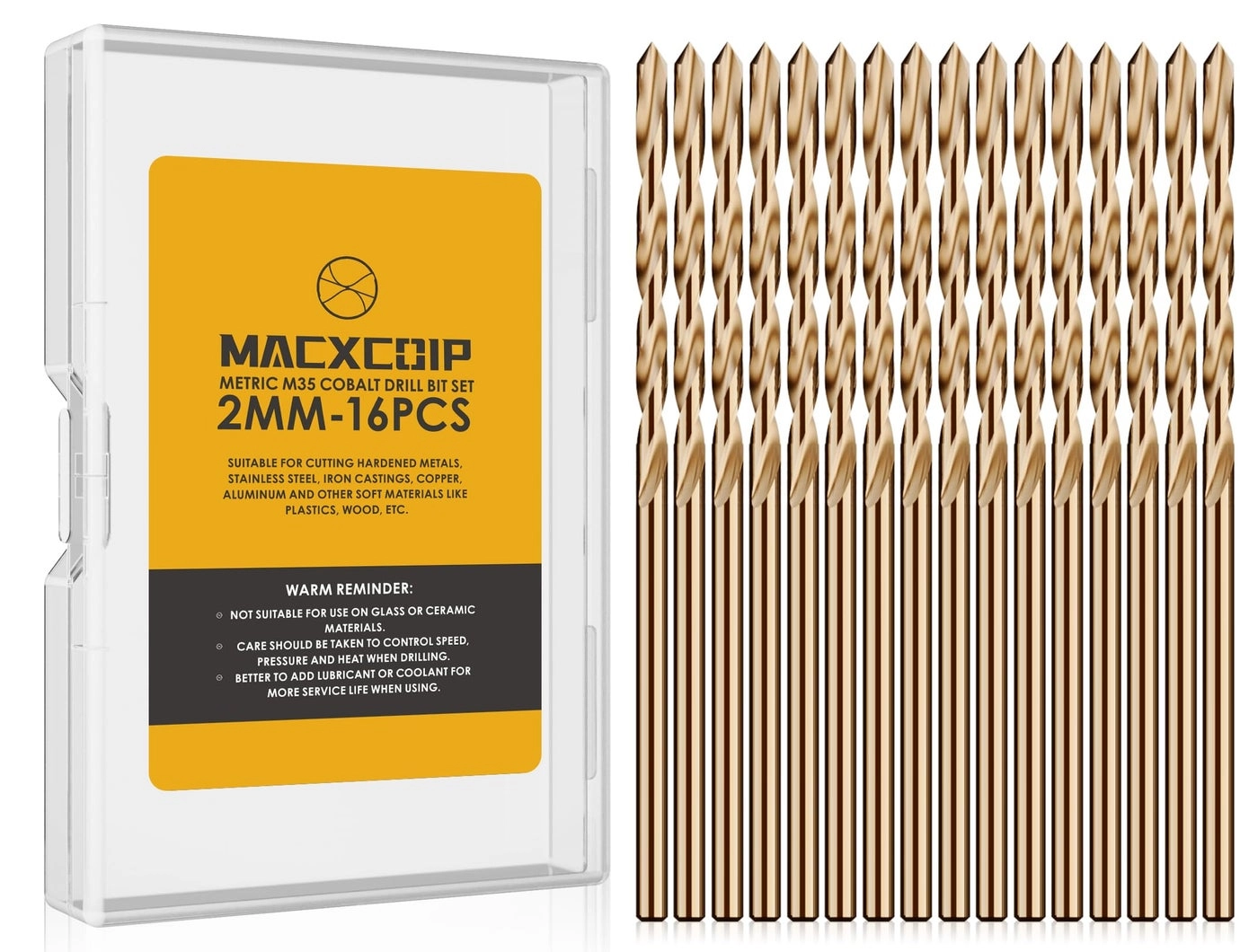 MACXCOIP M35 Cobalt Drill Bit - 16pcs 2mm