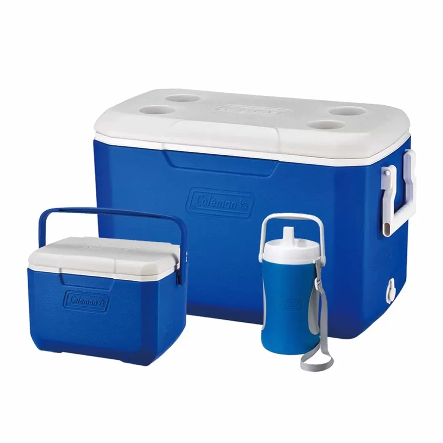 Coleman Poly-Lite Cooler - 45L + Performance 6 Personal Cooler - 4.7L + Performance Jug - 1.8L