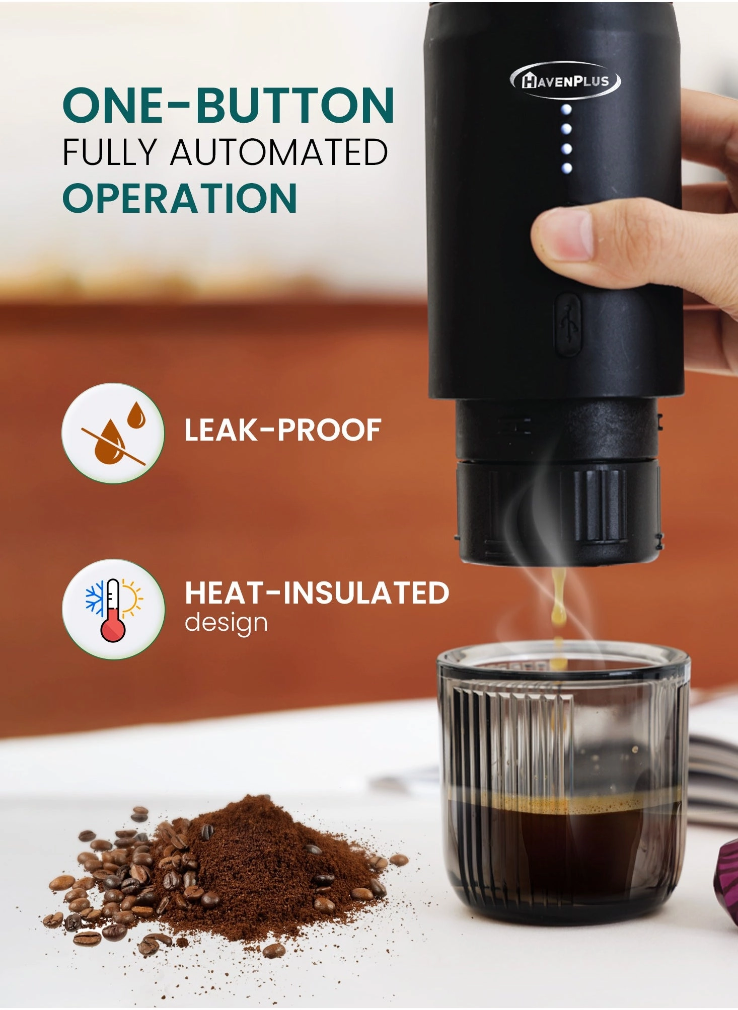 Portable Espresso Machine Rechargeable 15-Bar 7500mAh 152992