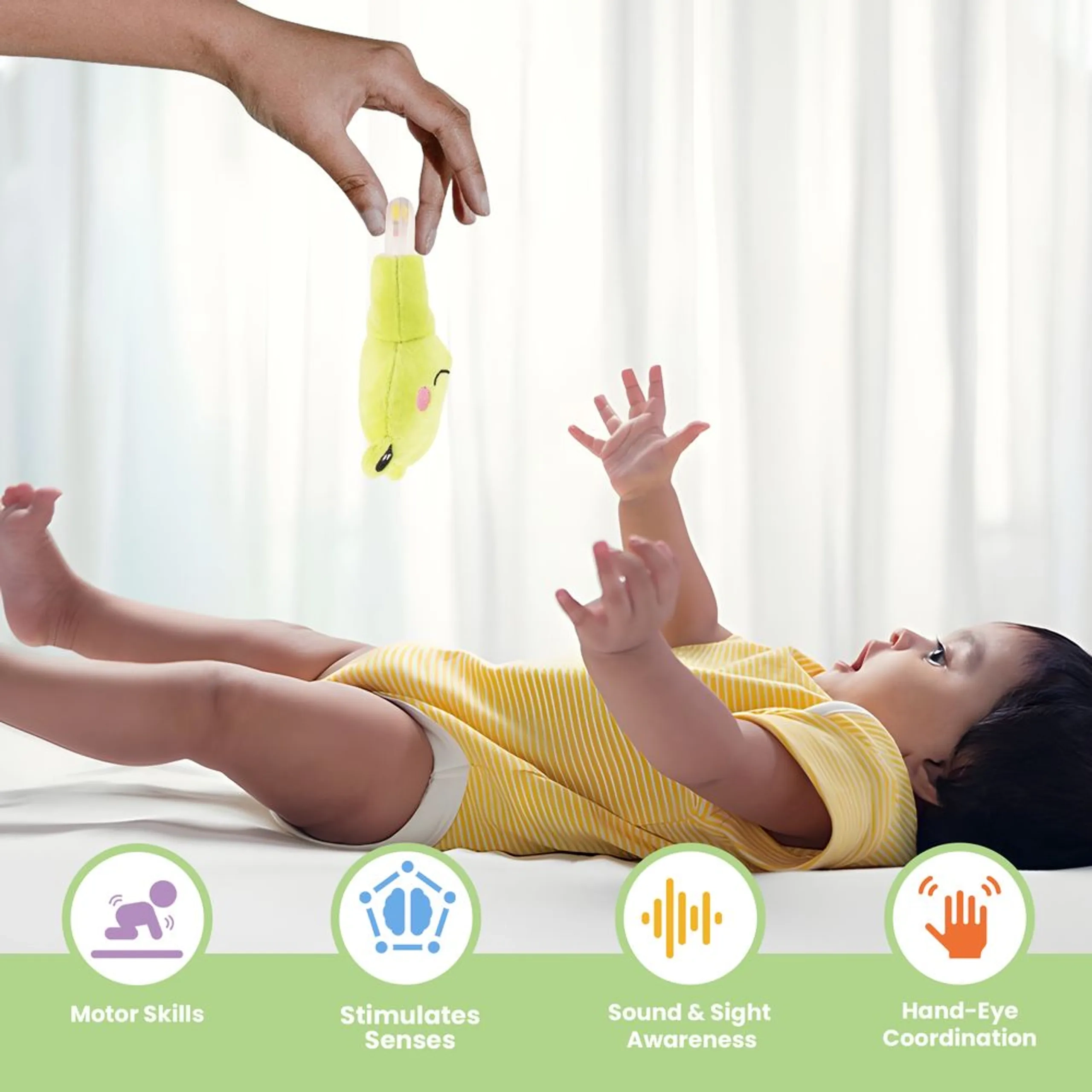 Playtime Frog Ring Rattle - Suitable For 0 to 12 Years soft fabric