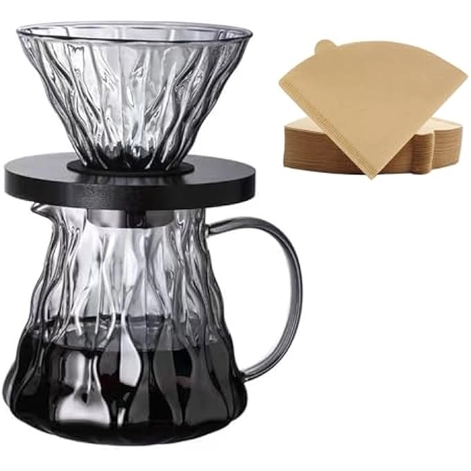 Pour Over Coffee Maker Set - 600 Ml 13 Cup 50 Pcs V60 Paper Filter