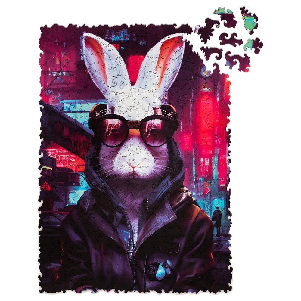 Pop Art Cyber Rabbit Wooden Puzzle (4107390-Cyber_Rabbit_250) - 250 pcs