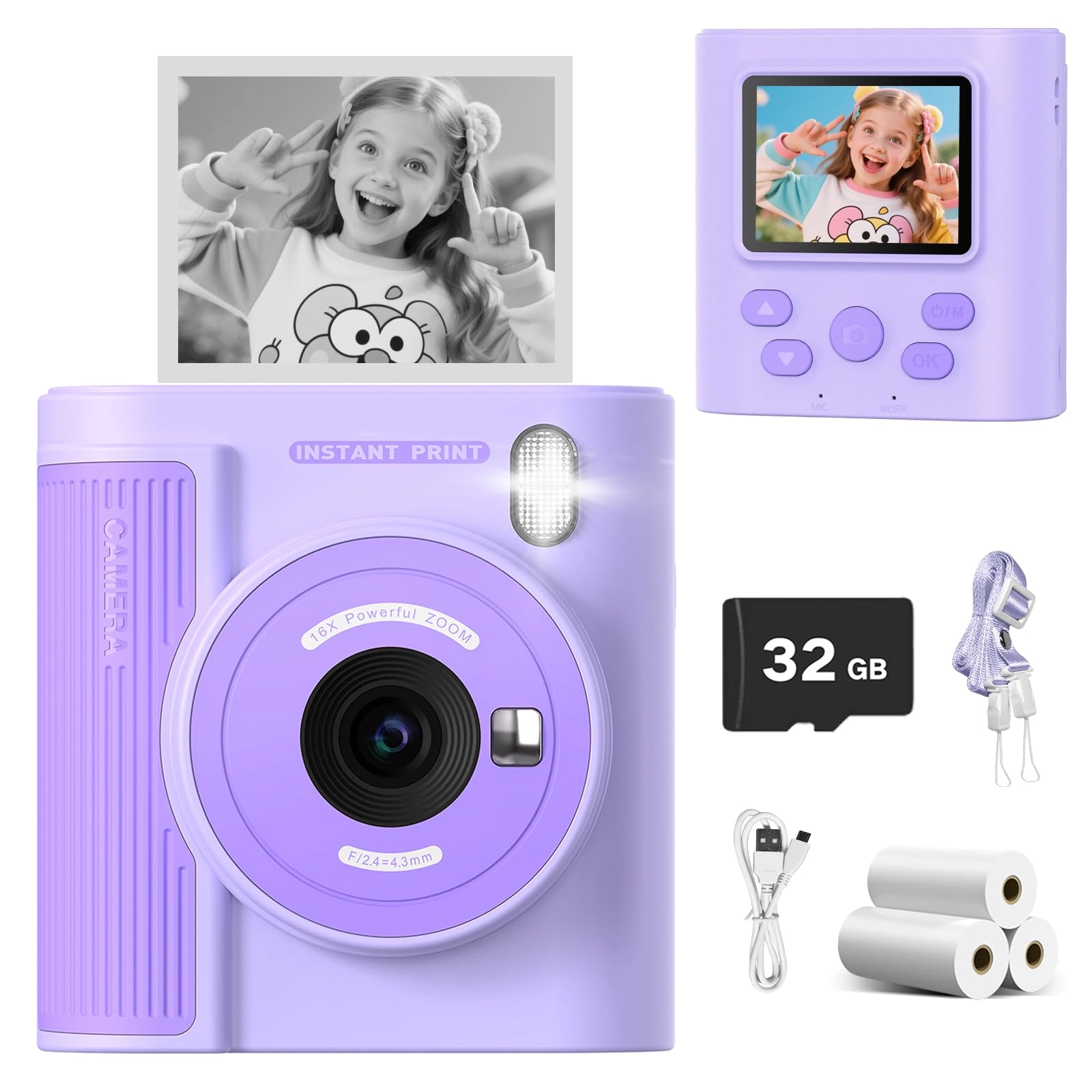 Kids Camera - Instant Print Thermal 48MP
