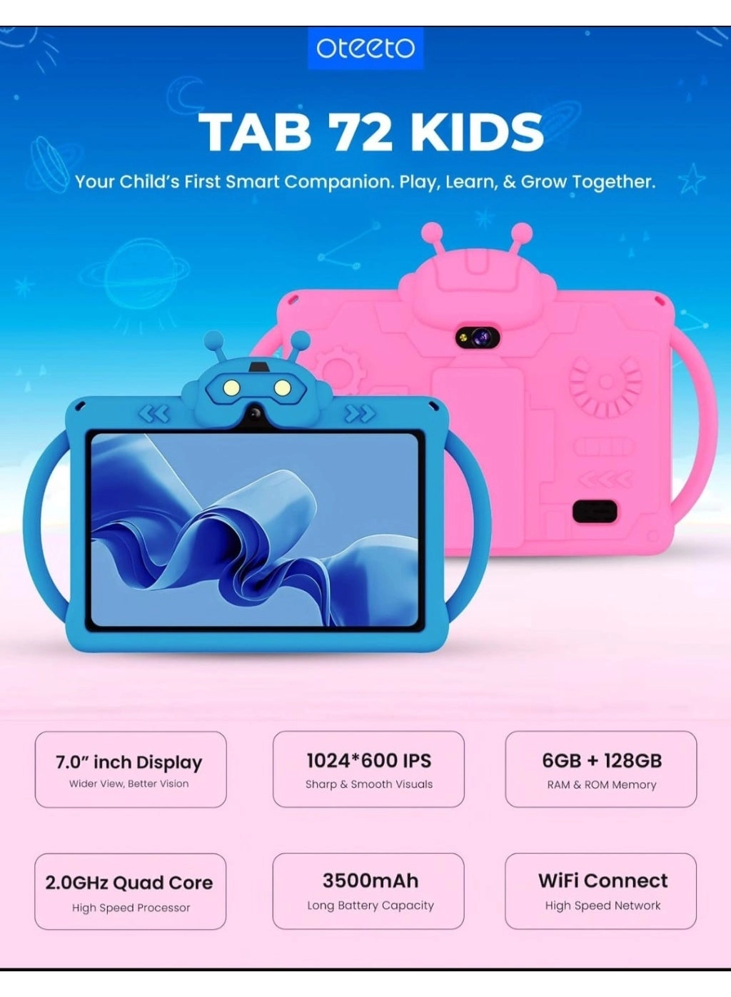 K6 Kids Tablet - 6GB 7 Inch 128GB