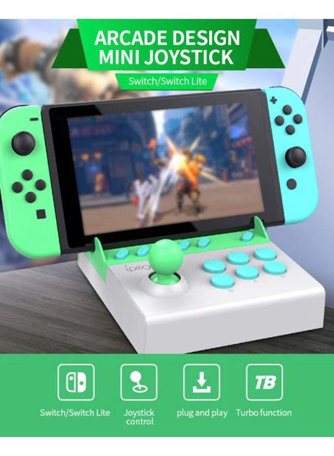 Wireless Arcade Game Joystick - Green/White/Blue Nintendo Switch