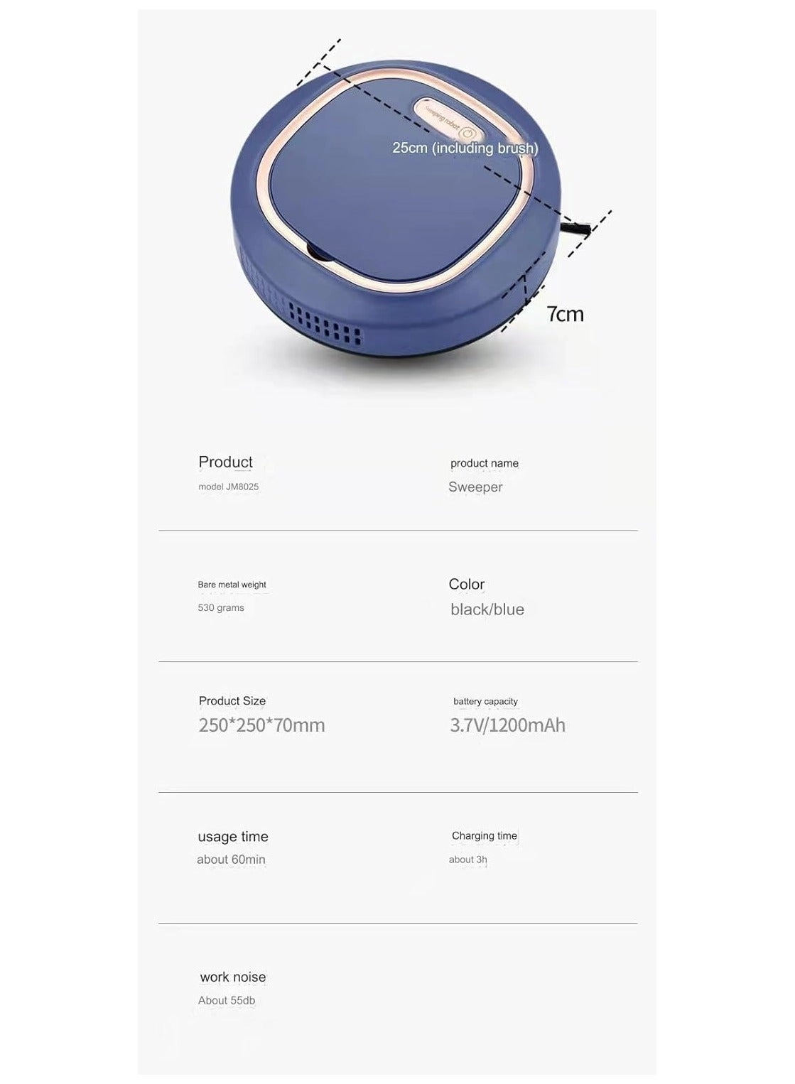 3-in-1 Robot Vacuum - With Mop Cordless USB Rechargeable