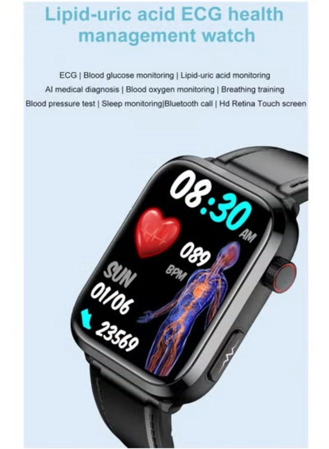 Glucose Monitoring Smart Watch - ECG Bluetooth Call SpO2