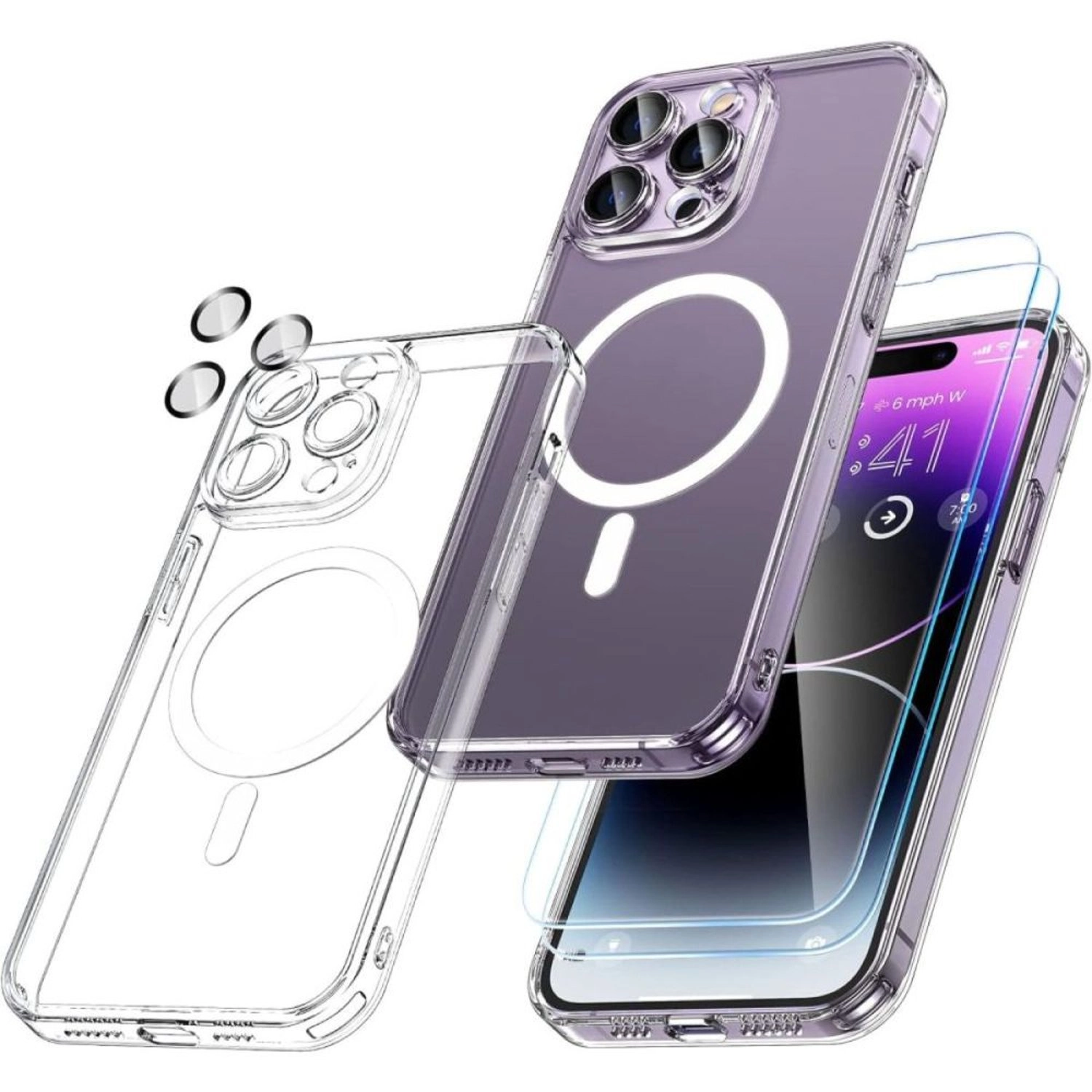 GRABIT 4-in-1 Accessory Kit Case Screen Protector for iPhone 16 Pro Max - High-Quality Tempered Glass and Shock-Absorbent TPU Case
