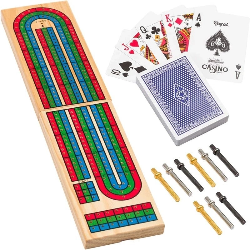 Y&D Folding Cribbage Board - Wooden Peg Set