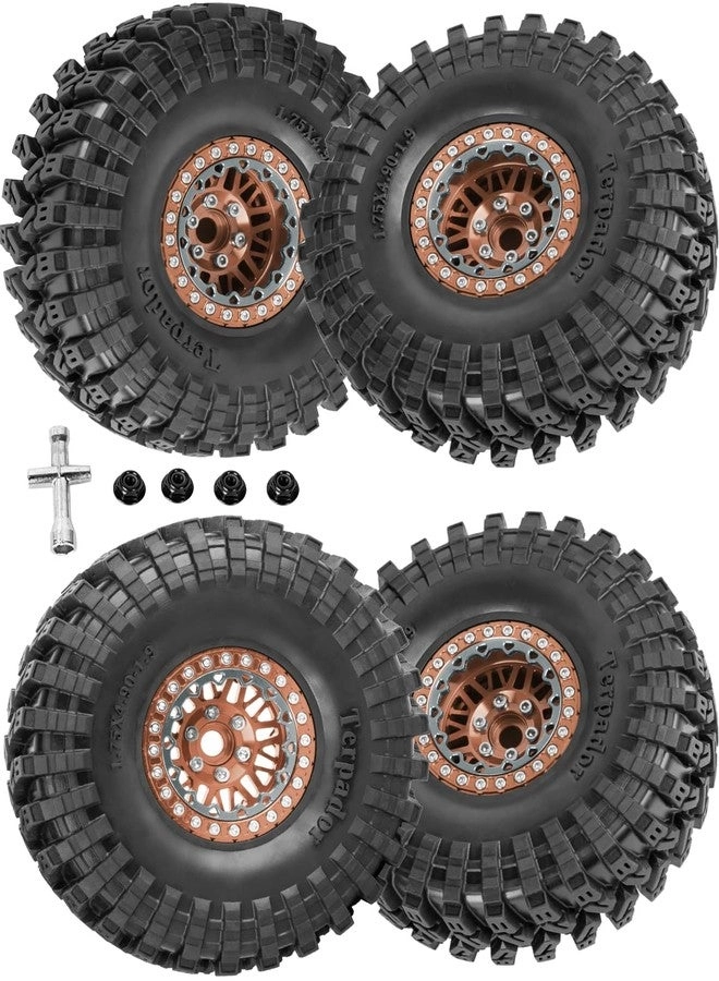 RCarmubWow Beadlock Wheels and Tires - Alloy Soft Rubber 4pcs