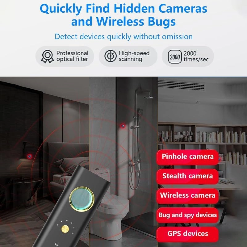 Hidden Detectors - 6 adjustable sensitivity levels 4 professional modes Black