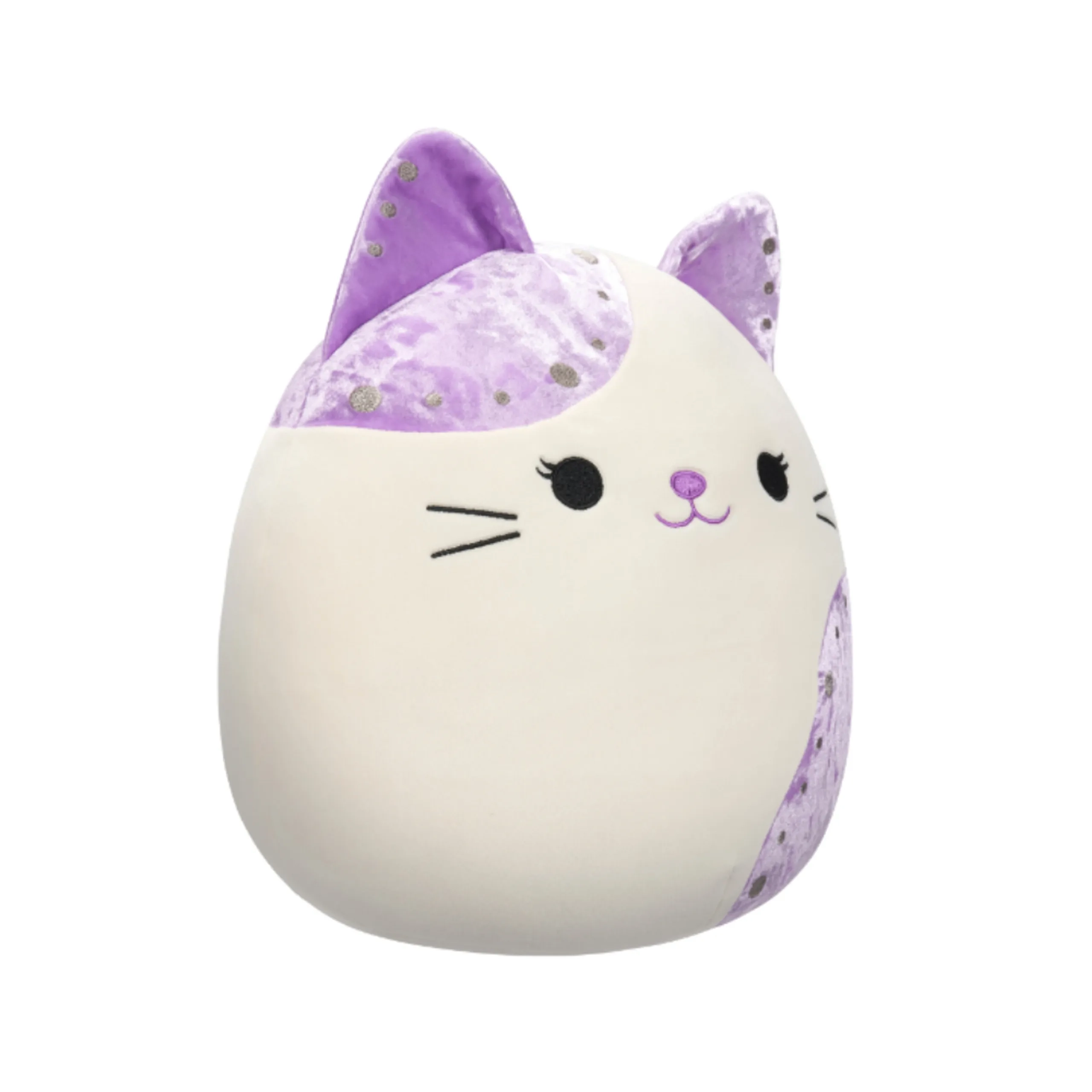 White Velvet Cat - Purple Ears 12 Inch