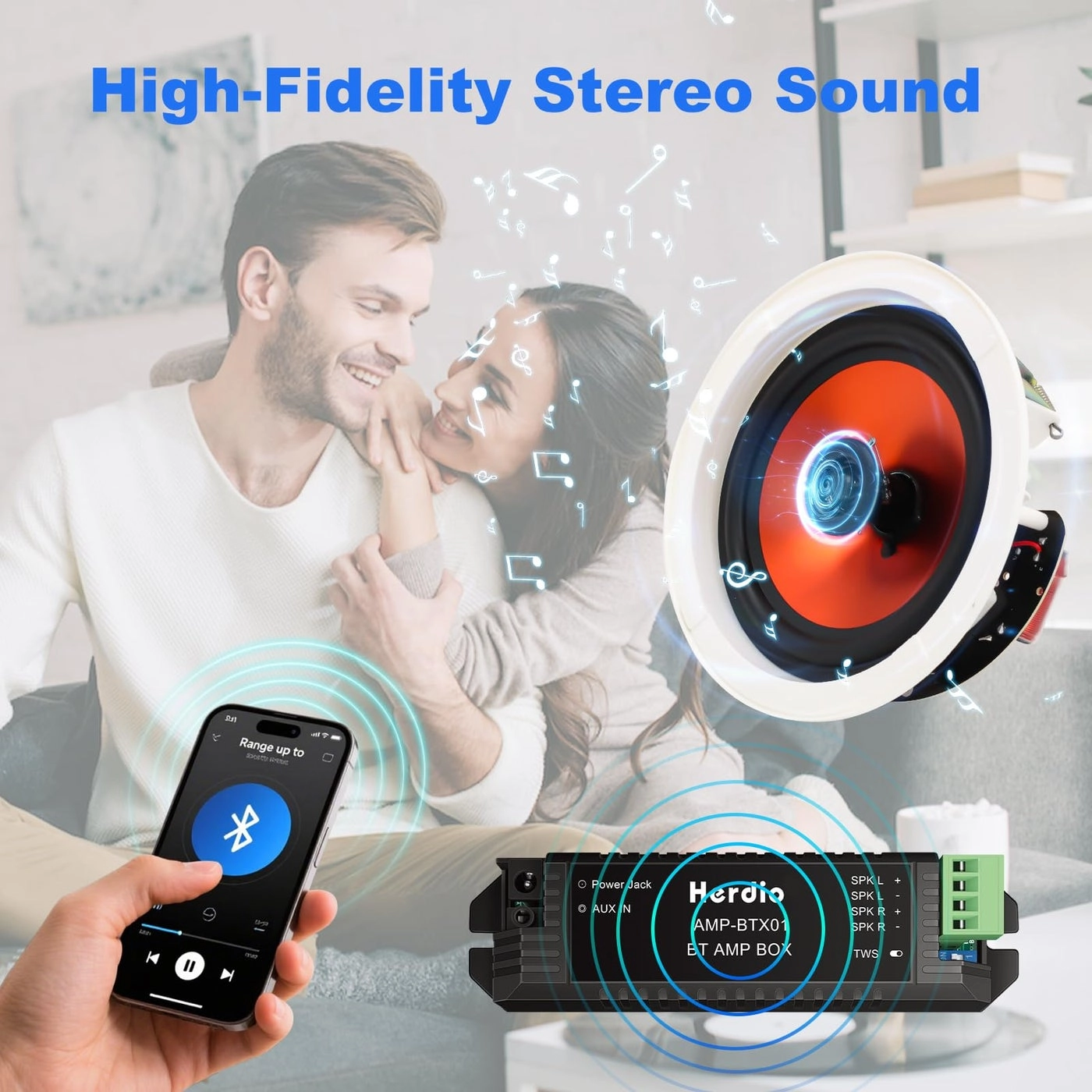 Flush Mount 2 Way Full Range in Wall Bluetooth Ceiling Speakers