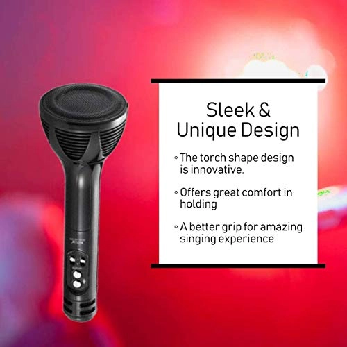 Wireless Karaoke Mic - 2-in-1 Built-in Speaker Black