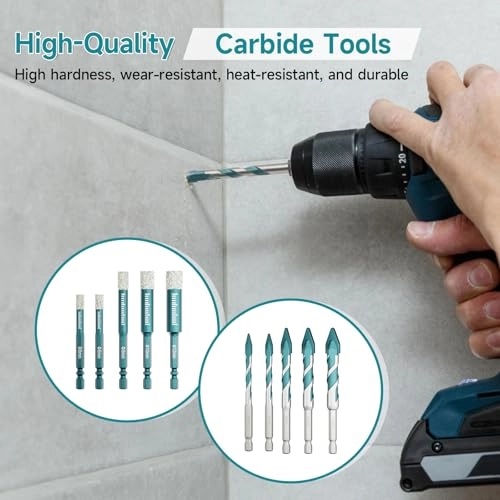 Diamond Drill Bits Set - 10Pcs carbide 5mm 6mm 8mm 10mm 12mm
