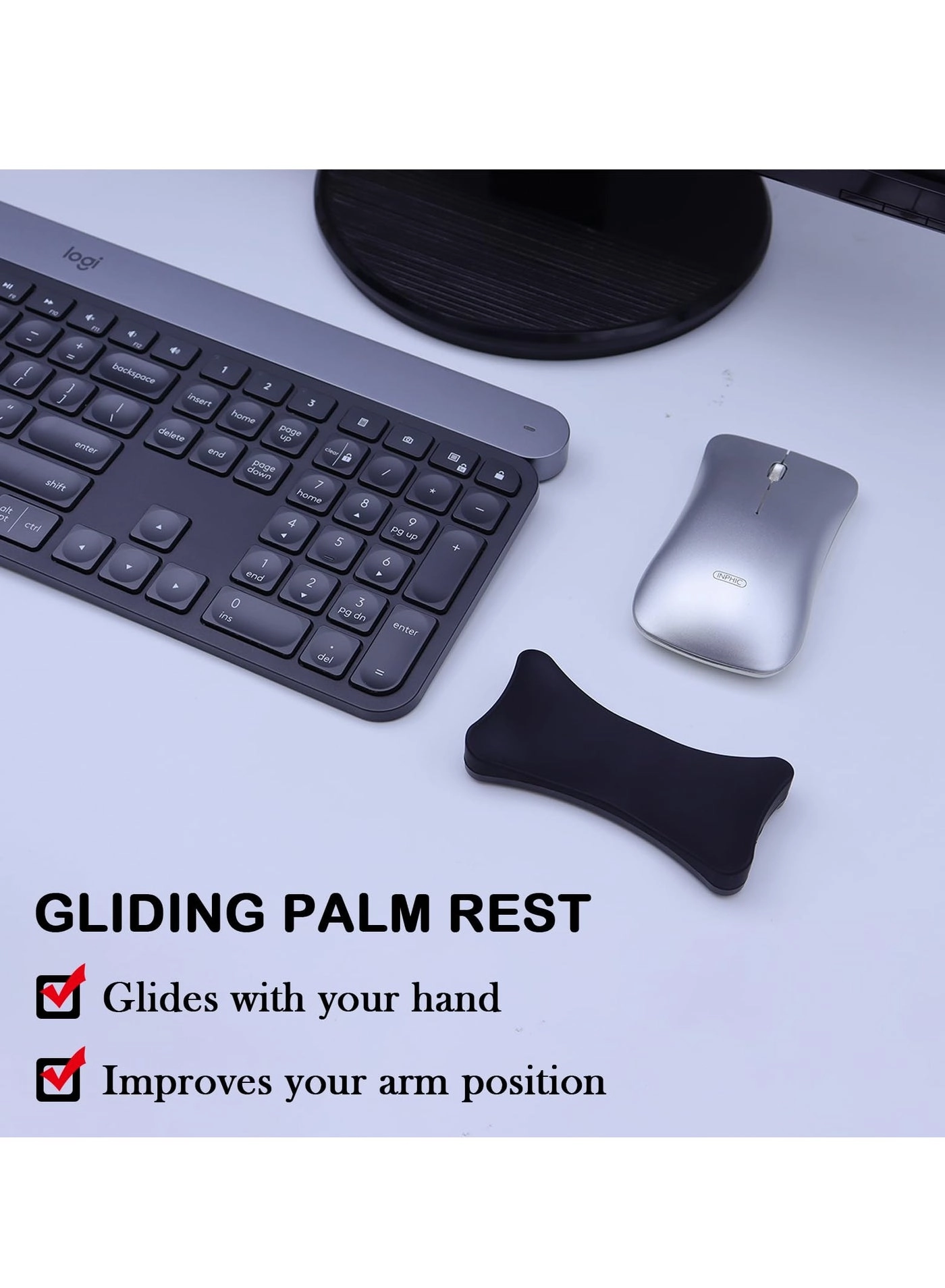 Ergonomic Gliding Palm Rest - Sliding Wrist Pad 4 Scroll Wheels 1.8 x 3.6 x 0.6 inches