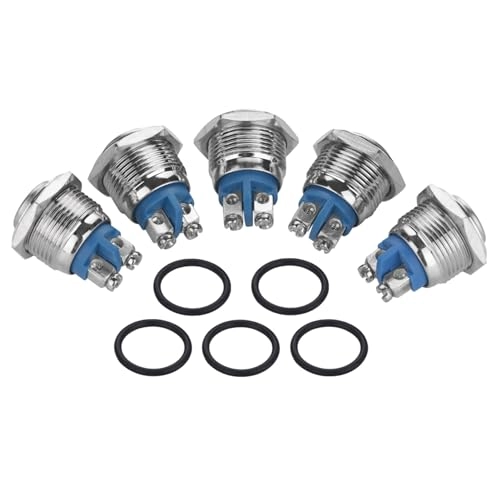 Metal Push Button Switch - IP65 2A 250V 5 pcs