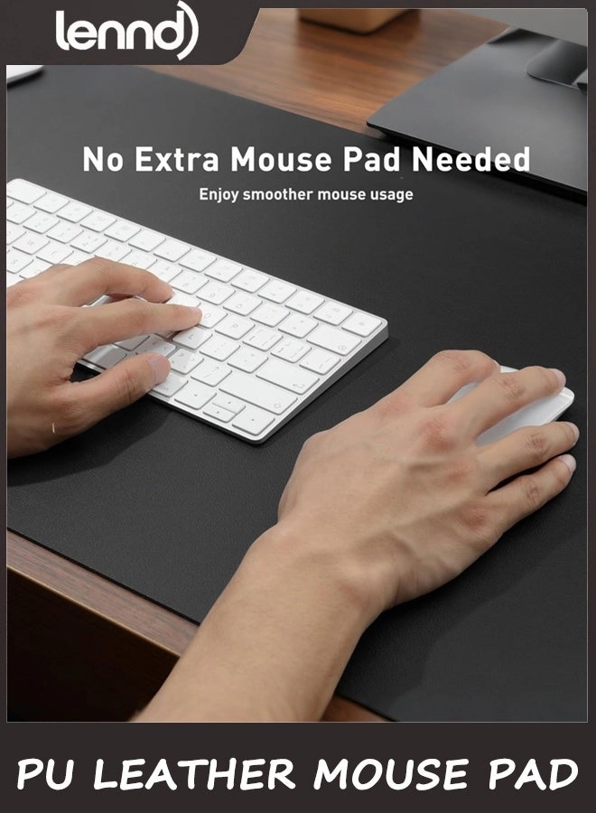 Non-Slip Large PU Leather Office Mouse Pad - 80x40 cm