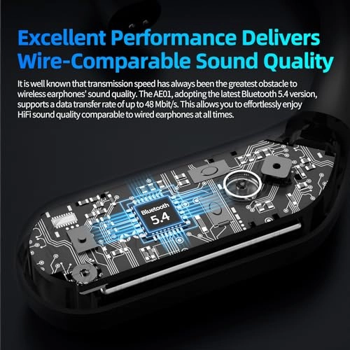 AE01 - Earhook for Earbuds - Bluetooth 5.4 ENC Noise Reduction