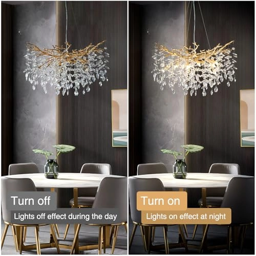 Modern Crystal Chandelier - 3000 Kelvin Dimmable