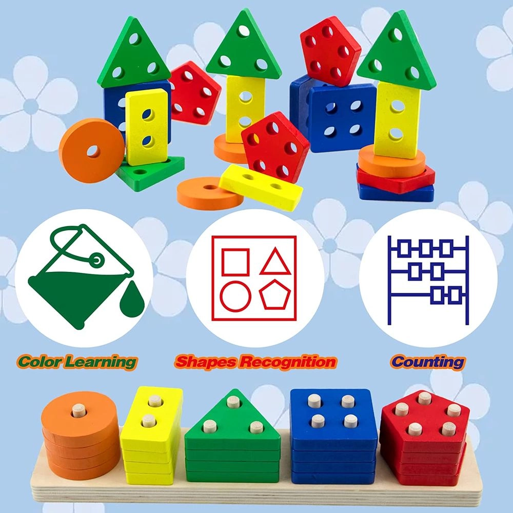 Montessori Shape Sorting Stacking - Suitable for 3 years & above 21 pieces