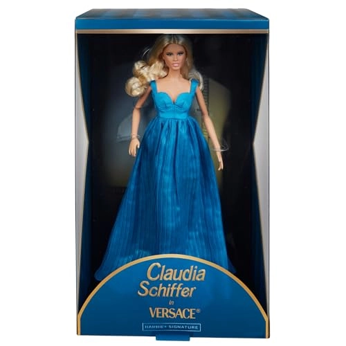 Claudia Schiffer Barbie in Versace - Limited Edition Sky Blue Robe Pleated Chiffon Skirt