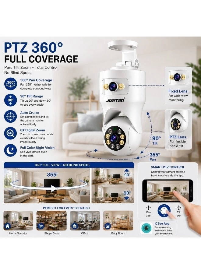 Wireless dual-lens surveillance camera 4+4MP + 3MP
