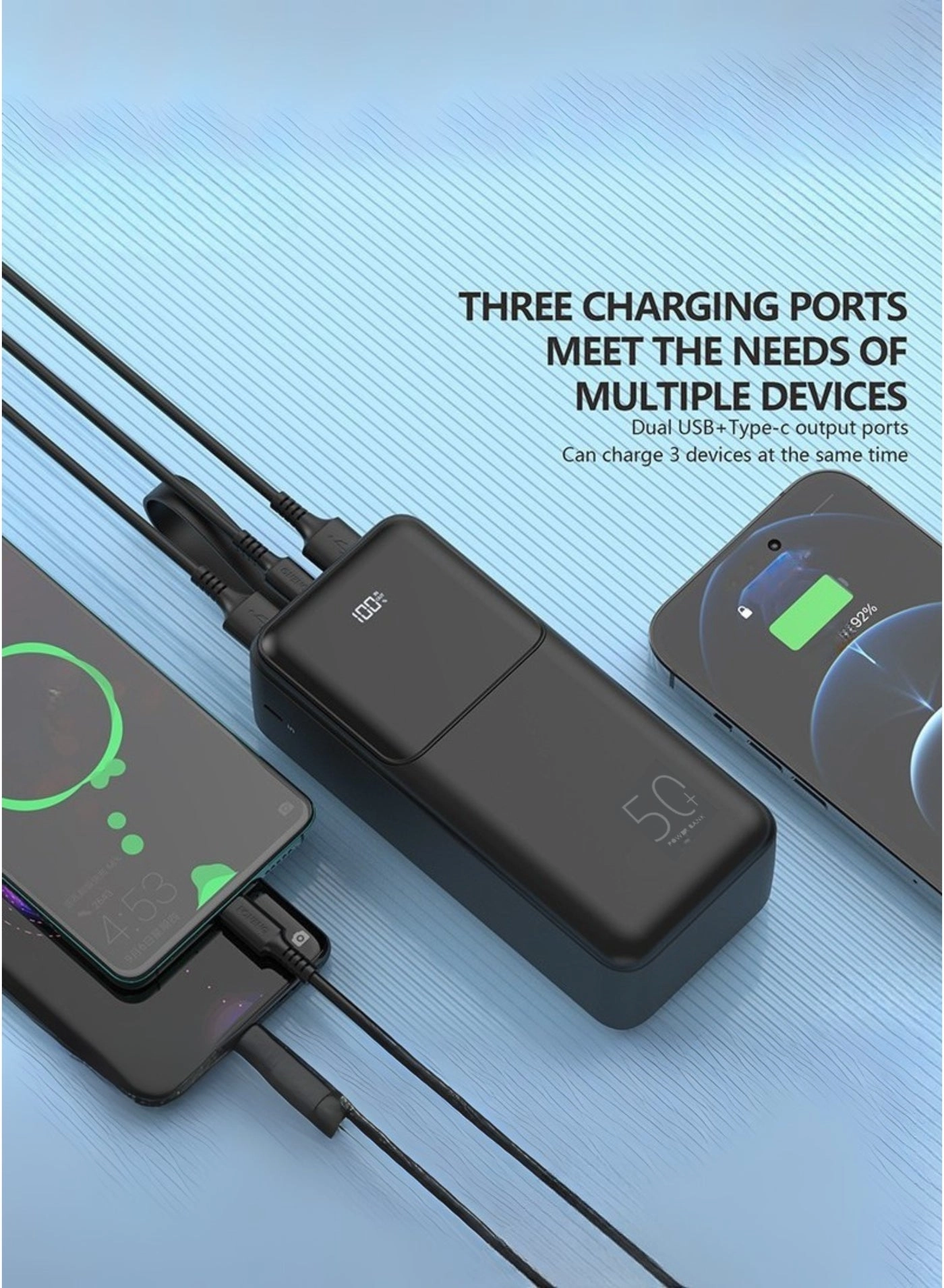 PB-50000W - 50000mAh 22.5W Fast Charging 2 USB-A 1 Type-C