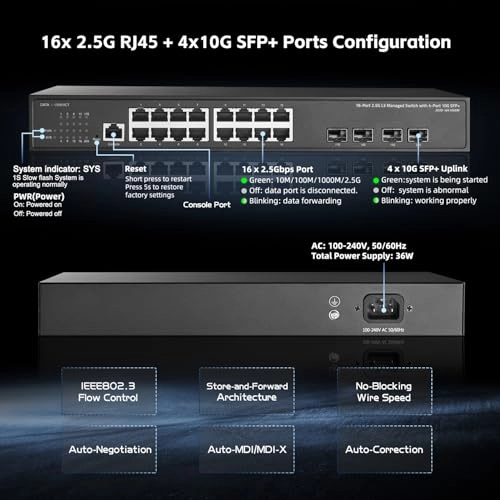 16x2.5G+4x10G Managed - 20-ports